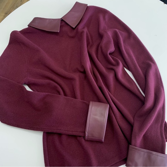 Milano Black Rose Leather Combo Holiday Sweater - Picture 2 of 7